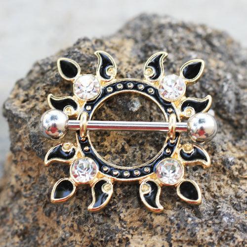 Black & Gold Nipple Shield 14G (Single)