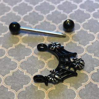 Black Web Nipple Bar 14G (Single)