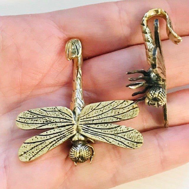 Brass Dragonfly Ear Weights PAIR