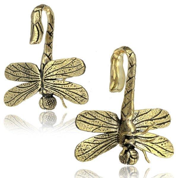 Brass Dragonfly Ear Weights PAIR