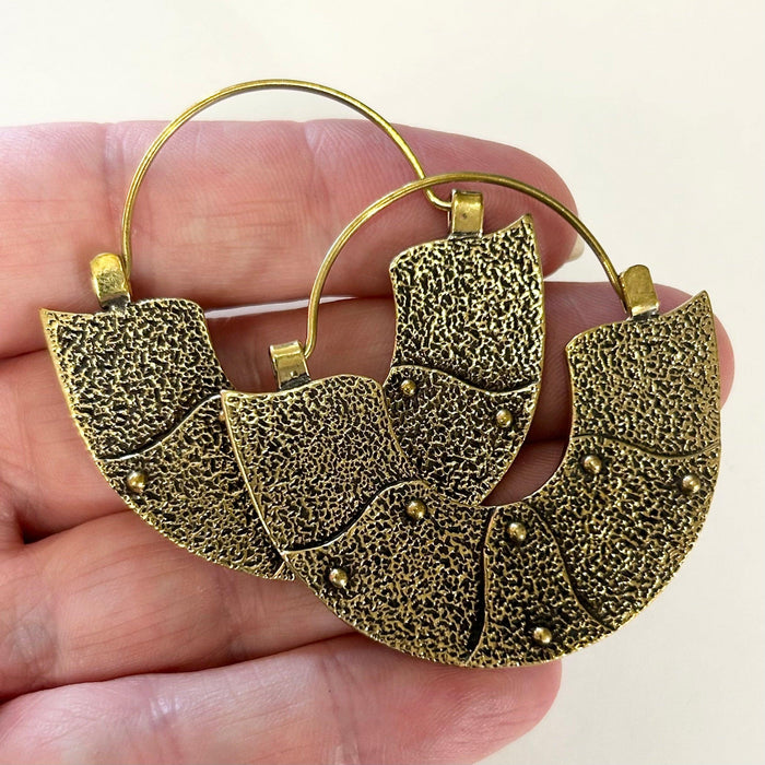 Brass Rivet Basket Earring PAIR