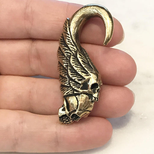 Brass Skull Ear Weights PAIR