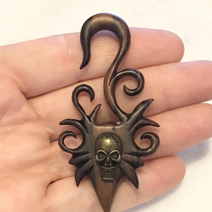 Brass Skull Wood Hanger