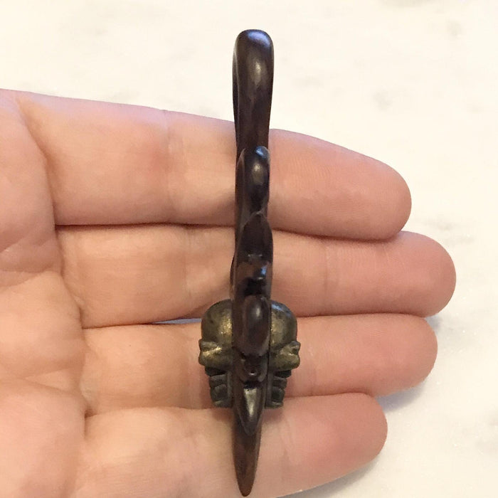 Brass Skull Wood Hanger