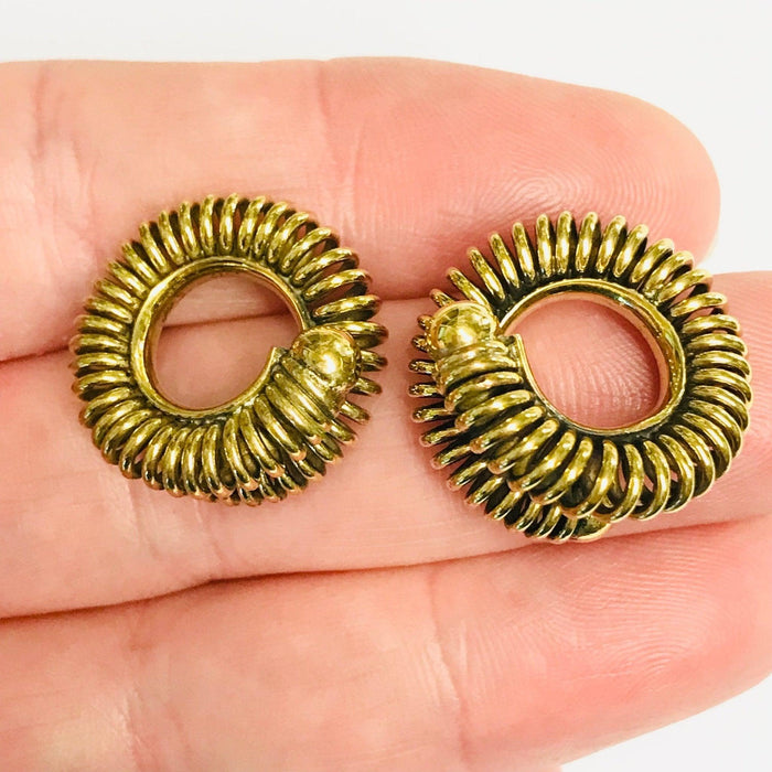 Brass Spring Twist Ear Weights PAIR