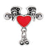 Winged Heart Cartilage Cuff – Red Enamel Winged Heart with Hanging Balls on white background