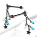 Cat and Stars Nipple Dangle PAIR 14G