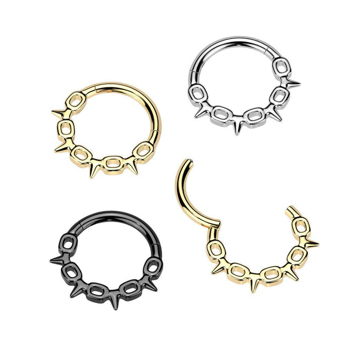 Chain Spike Hinged Ring 16G