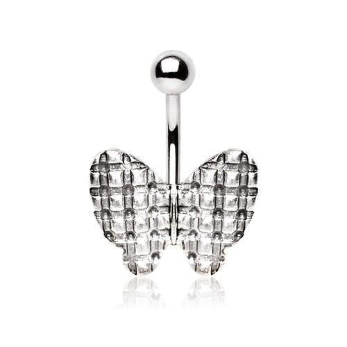 Checker Butterfly Belly Bar 14G