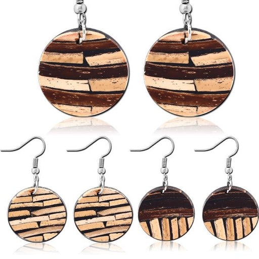 Coconut Disc Earring Hook Pair