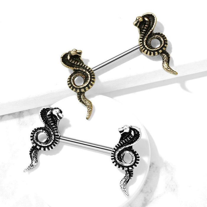 Coiled Cobra Nipple Bar 14G