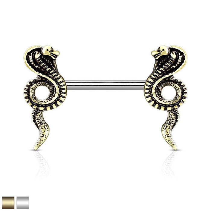 Coiled Cobra Nipple Bar 14G