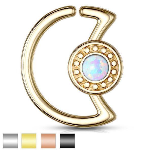 Crescent Opal Twist Ring 18G 16G