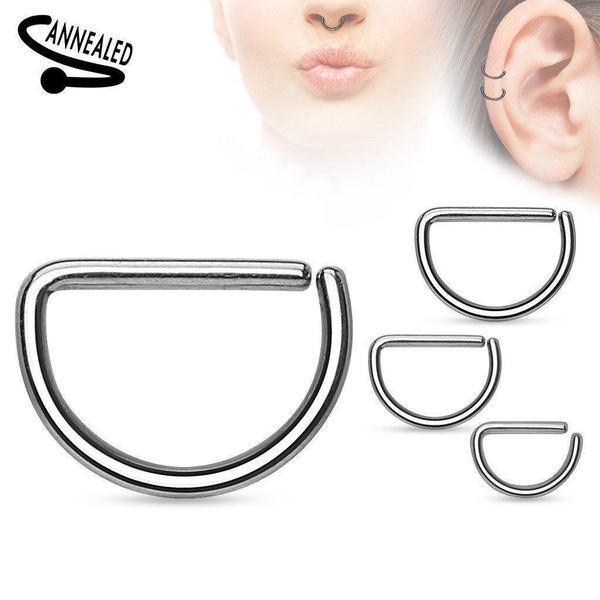 D Shaped Continuous Ring 20G 18G 16G — Totally Pierced