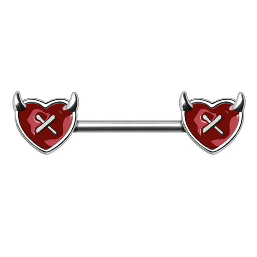 Devil Heart Nipple Bar 14G (Single)