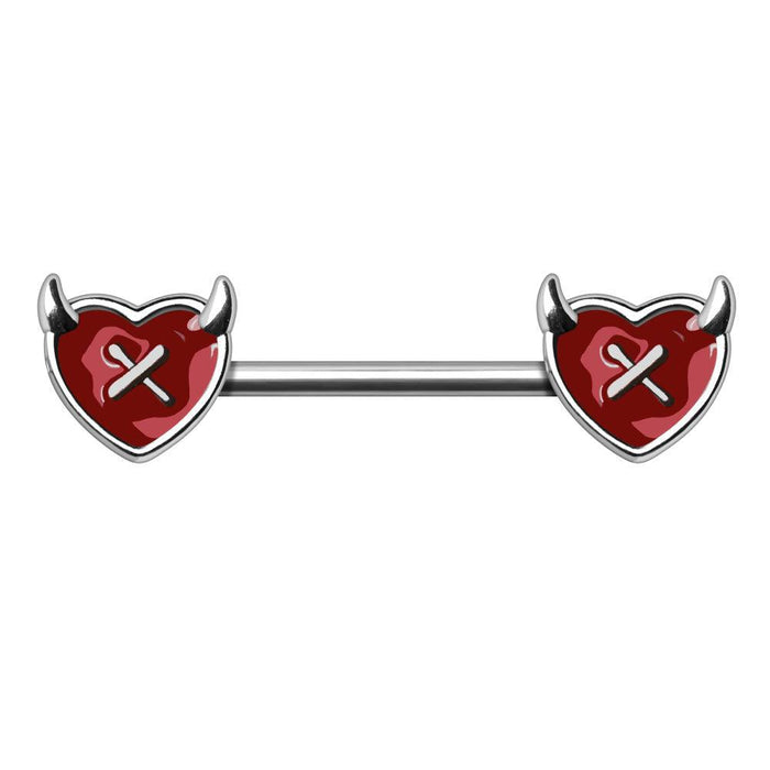 Devil Heart Nipple Bar 14G (Single)