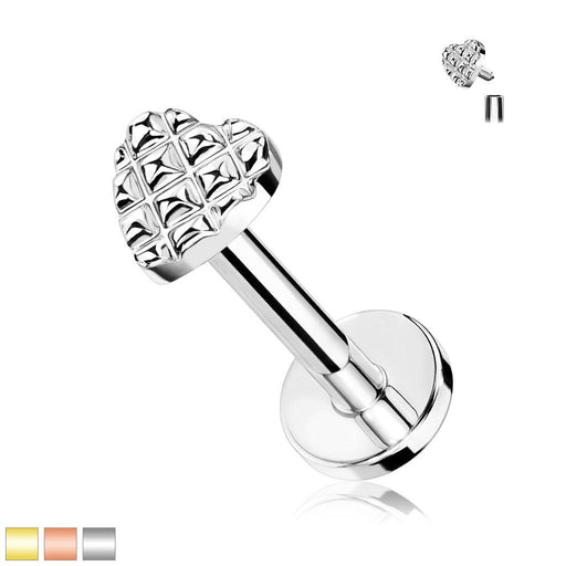 Diamond Cut Heart I.T. Labret 16G