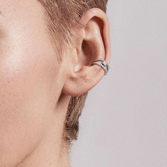 Double Hoop Paved Hinged Ring 16G 8mm