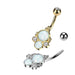 Double Opal Cluster Belly Bar 14G