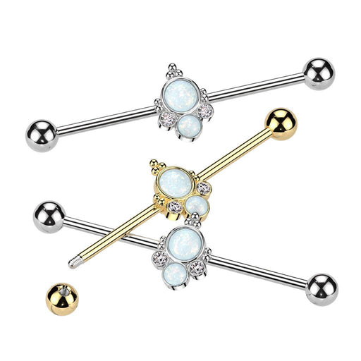 Double Opal Cluster Industrial 14G 38mm