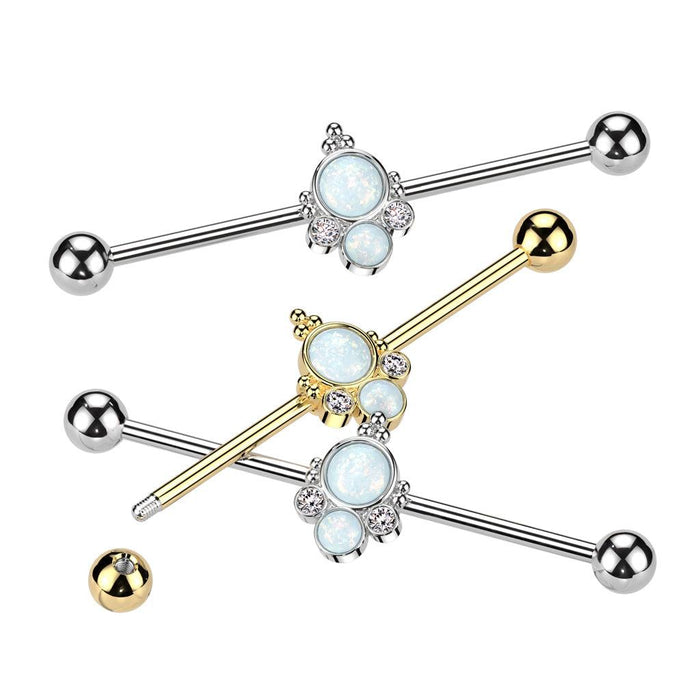 Double Opal Cluster Industrial 14G 38mm