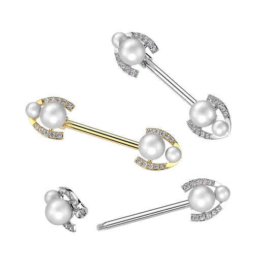 Double Pearl Nipple Bar 14G
