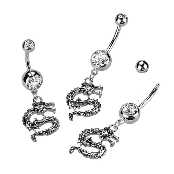 Dragon Dangle Belly Bar 14G