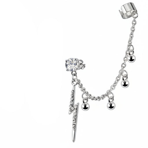 Silver necklace with clear gemstone pendant on a white background