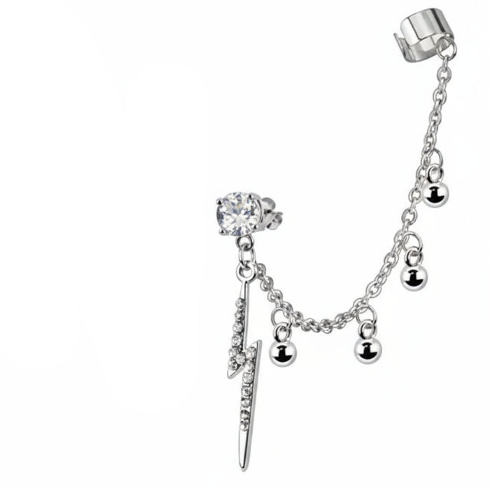 Silver necklace with clear gemstone pendant on a white background