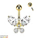 Faceted Gem Butterfly Belly Bar 14G