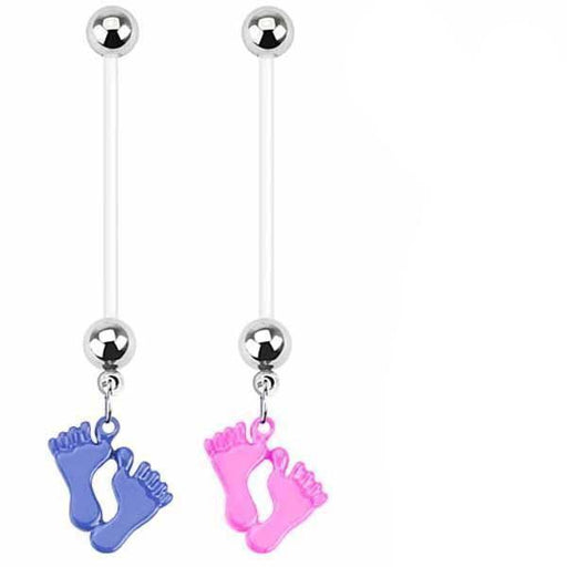 Feet Pregnancy Belly Bar 14G