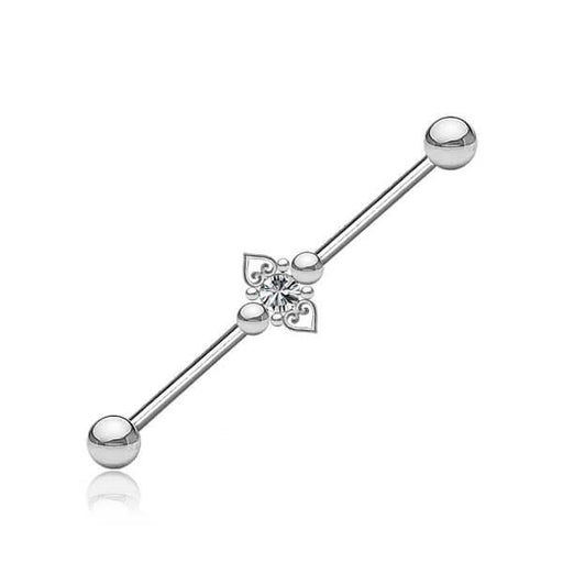 Filigree Heart Gem Industrial 14G 38mm