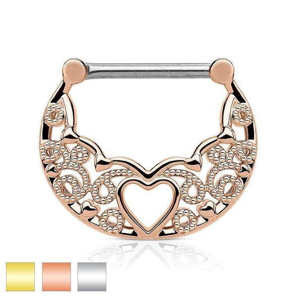 Filigree Heart Nipple Clicker 14G