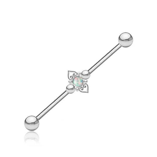 Filigree Heart Opal Industrial 14G 38mm