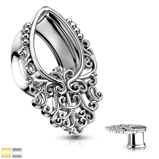Filigree Tear Drop Tunnel PAIR 8mm-16mm