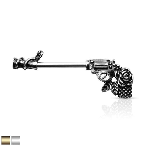 Floral Pistol Nipple Bar 14G