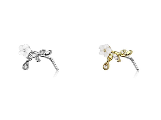 Flower Cluster Dangle Nose L Bend 20G