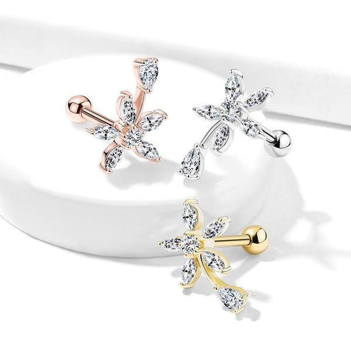 Flower Drop Cartilage Bar 16G