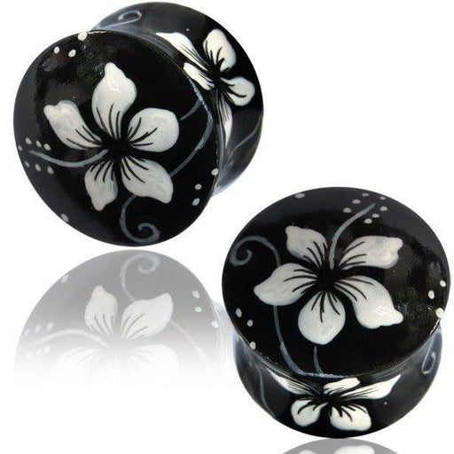 Flower Wood Saddle Plug PAIR 8mm-25mm