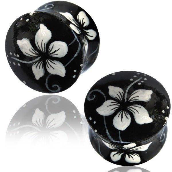 Flower Wood Saddle Plug PAIR 8mm-25mm