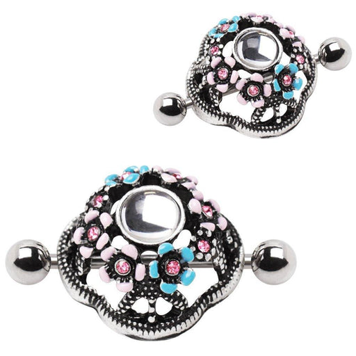 Flowers Nipple Shield Cuff 14G (Single)