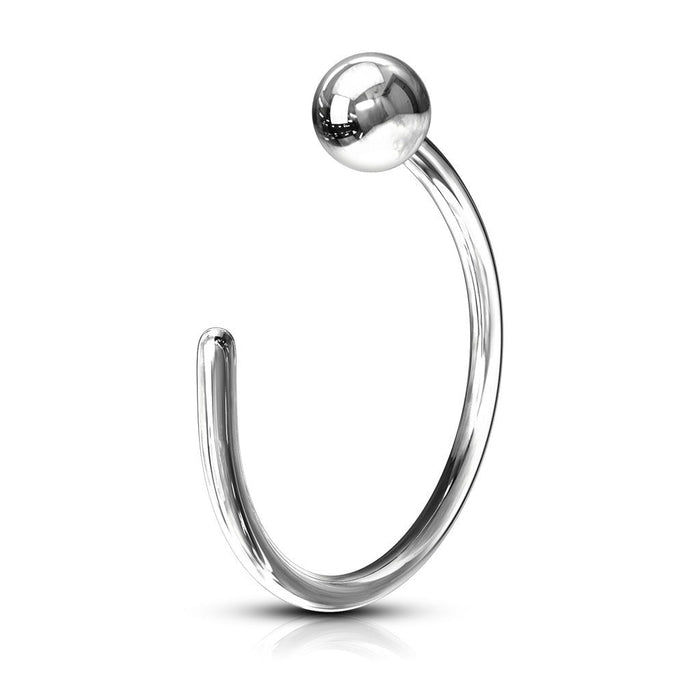 14kt White Gold Ball Nose Hoop 20G 8mm