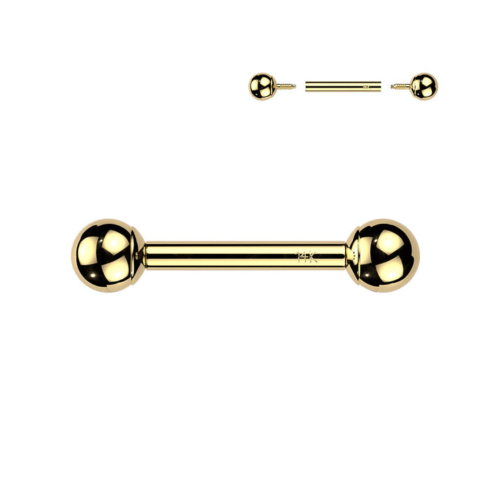 14kt Gold Internally Threaded Barbell 18G 16G 14G