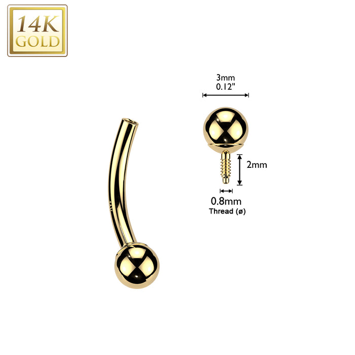 14kt Gold Internally Threaded Curve