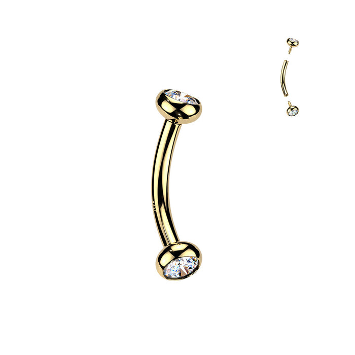 14kt Gold Internally Threaded Gem Curve