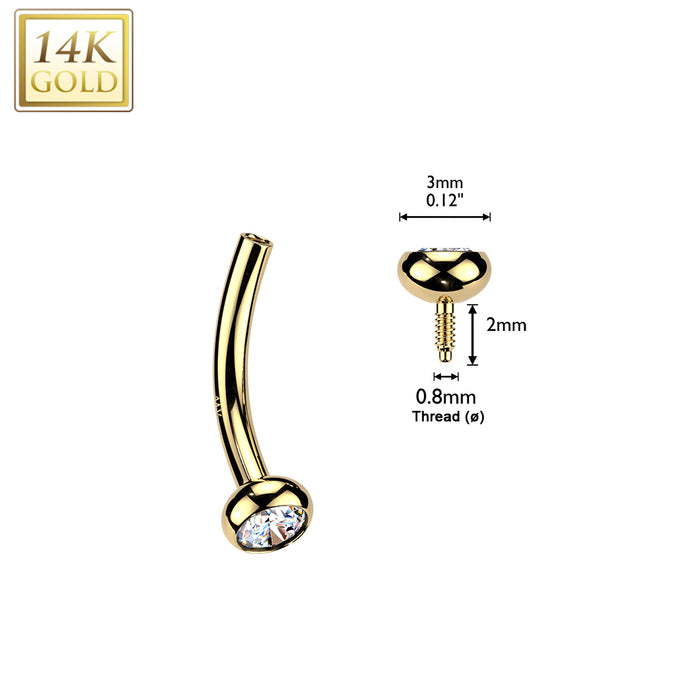 14kt Gold Internally Threaded Gem Curve