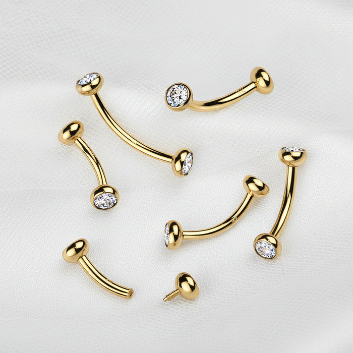 14kt Gold Internally Threaded Gem Curve
