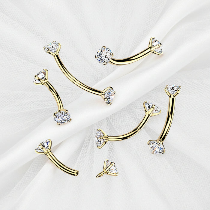 14kt Gold Internally Threaded Prong Gem Curve