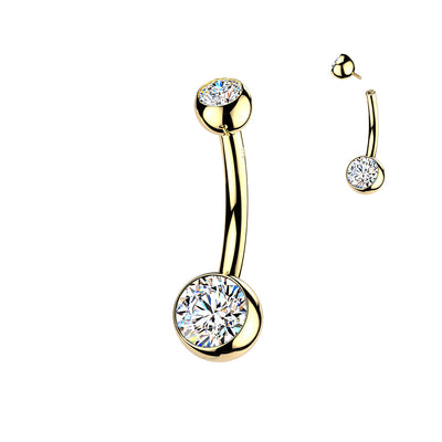 14kt Gold Internally Threaded Gem Ball Belly Bar