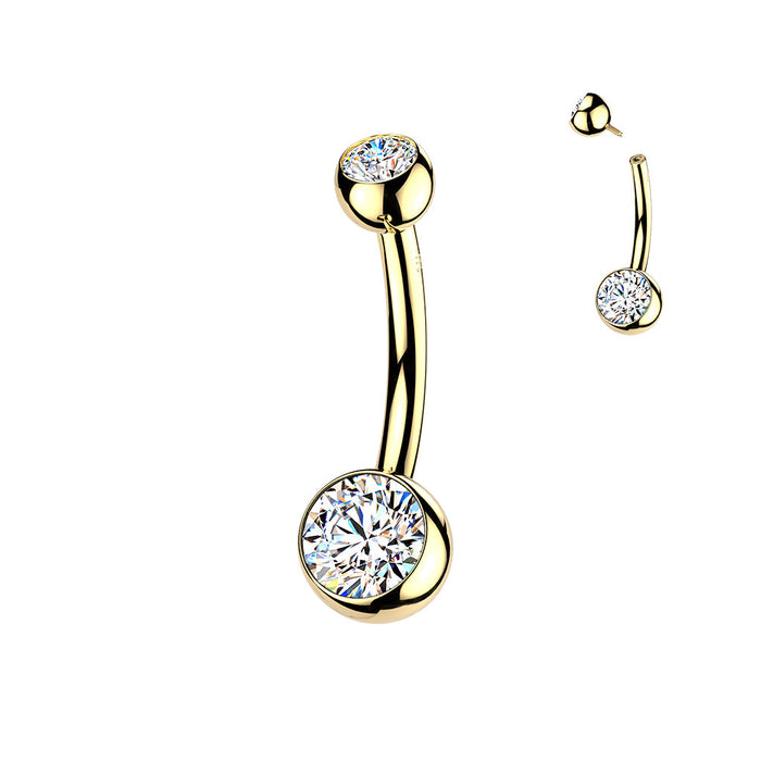 14kt Gold Internally Threaded Gem Ball Belly Bar